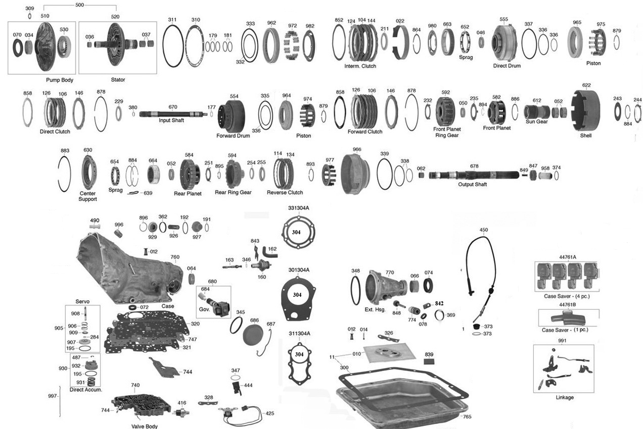 chevy turbo 350 transmission diagram